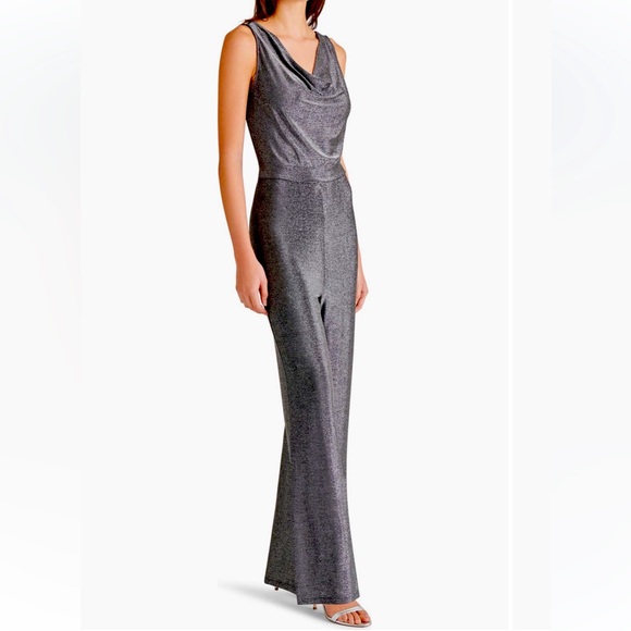 STEVE MADDEN METALLIC WIDE LEG JUMPSUIT IN GUNMETAL - Picture 3 of 8